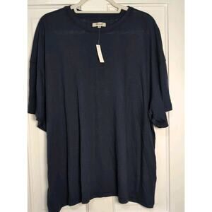 Madewell Linen-Blend Crewneck Oversized Tee Deep Indigo Relaxed Women's 3X(1039)